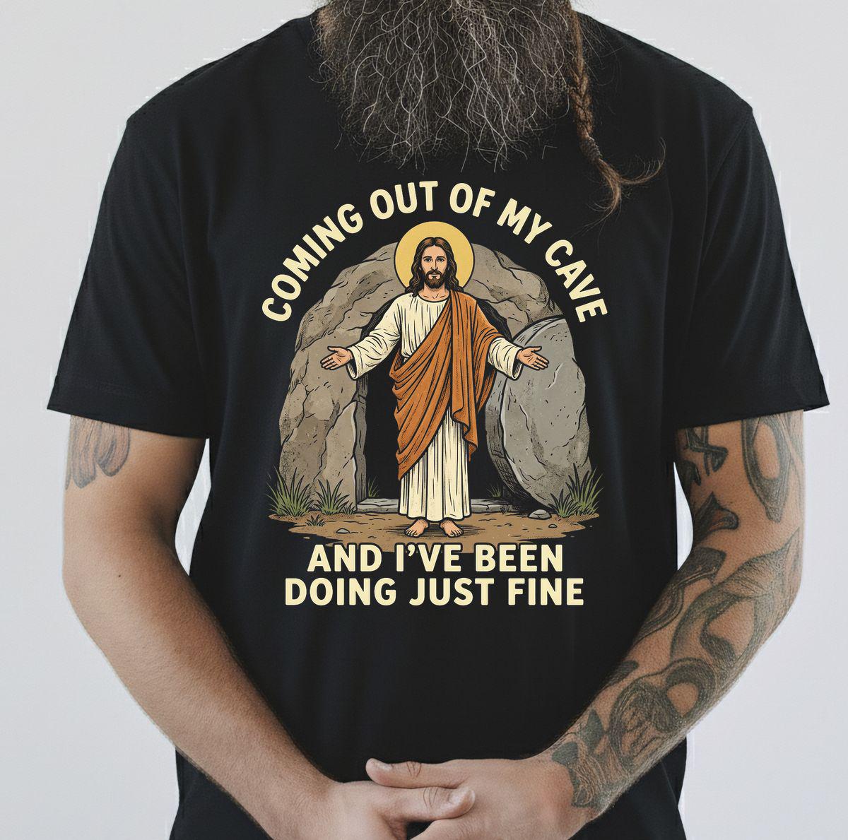 Coming Out of My Cave Christian Easter T-Shirt – Funny Faith Graphic Tee