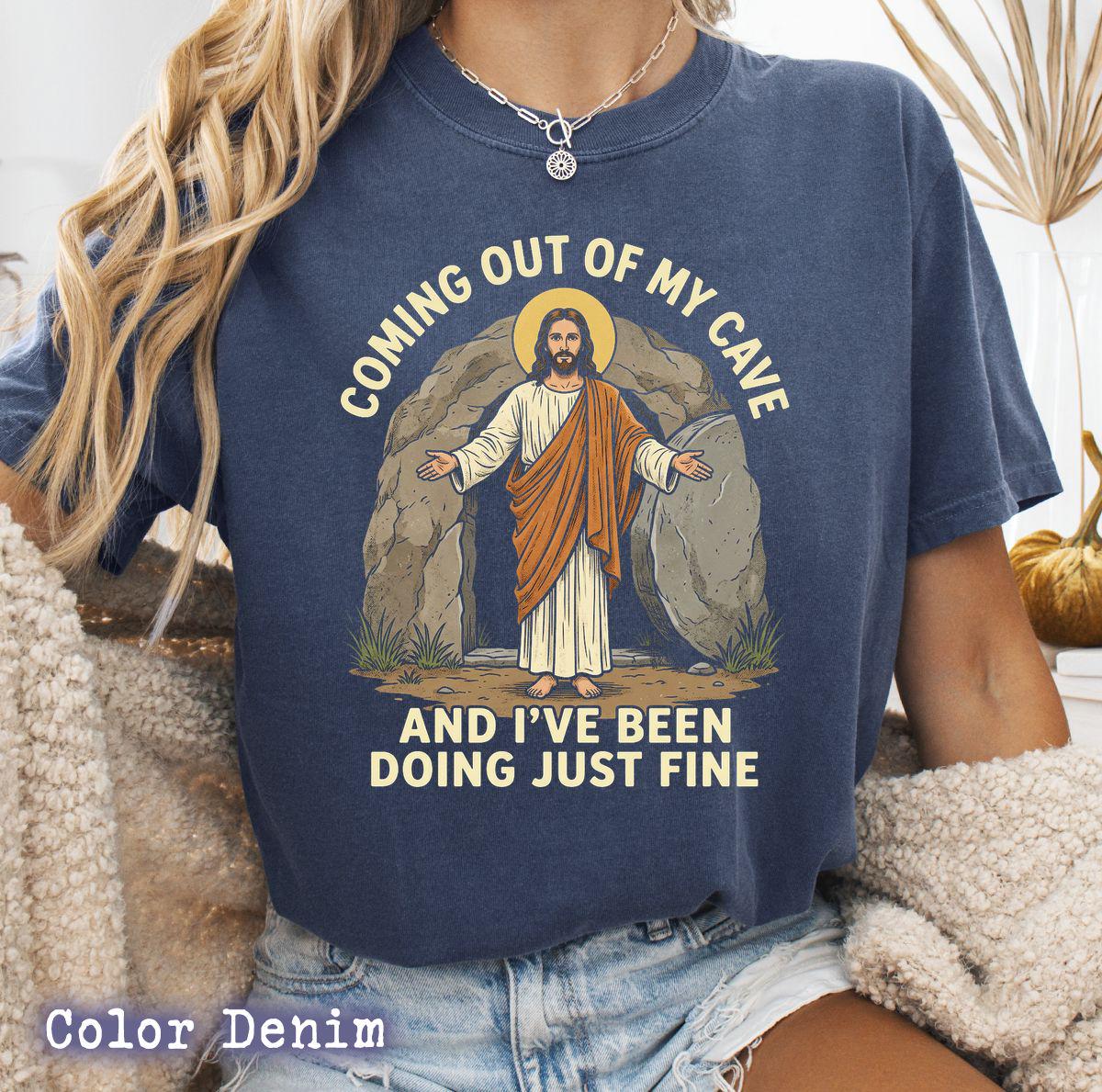 Coming Out of My Cave Christian Easter T-Shirt – Funny Faith Graphic Tee