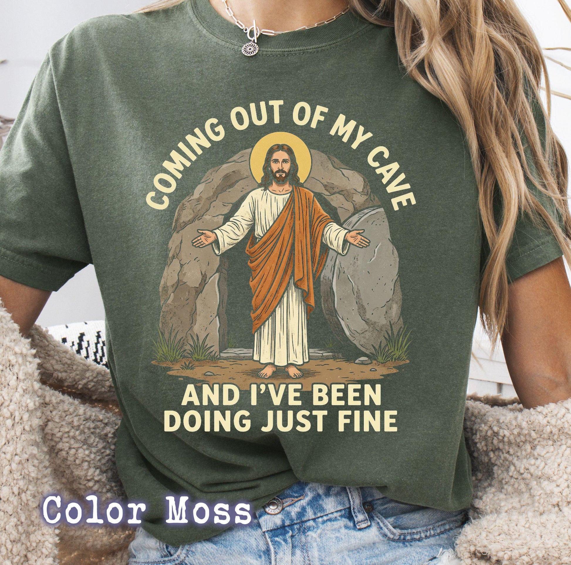 Coming Out of My Cave Christian Easter T-Shirt – Funny Faith Graphic Tee