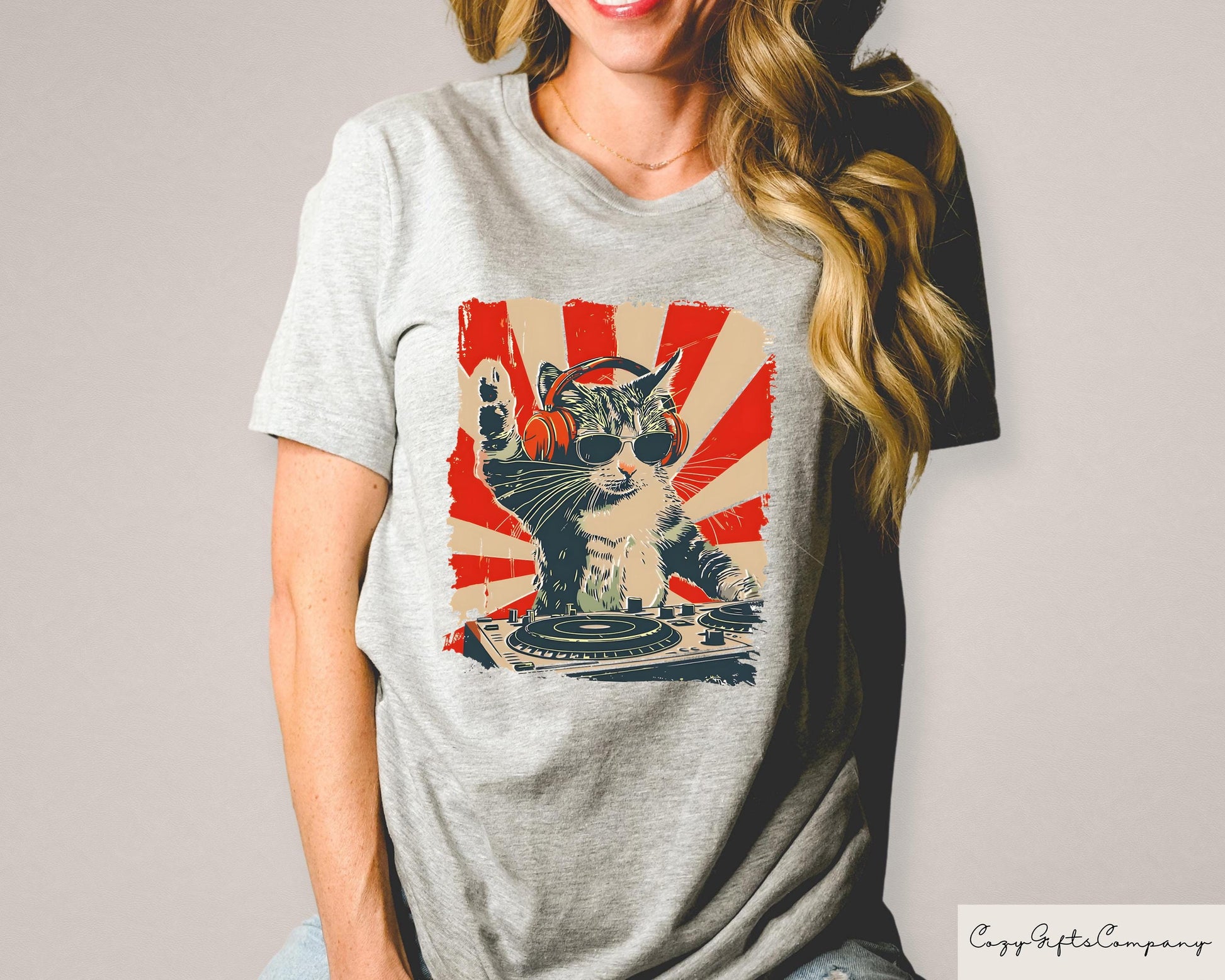 DJ Cat T-Shirt – Funny Cat With Headphones Tee, Trendy Cat Lover Graphic