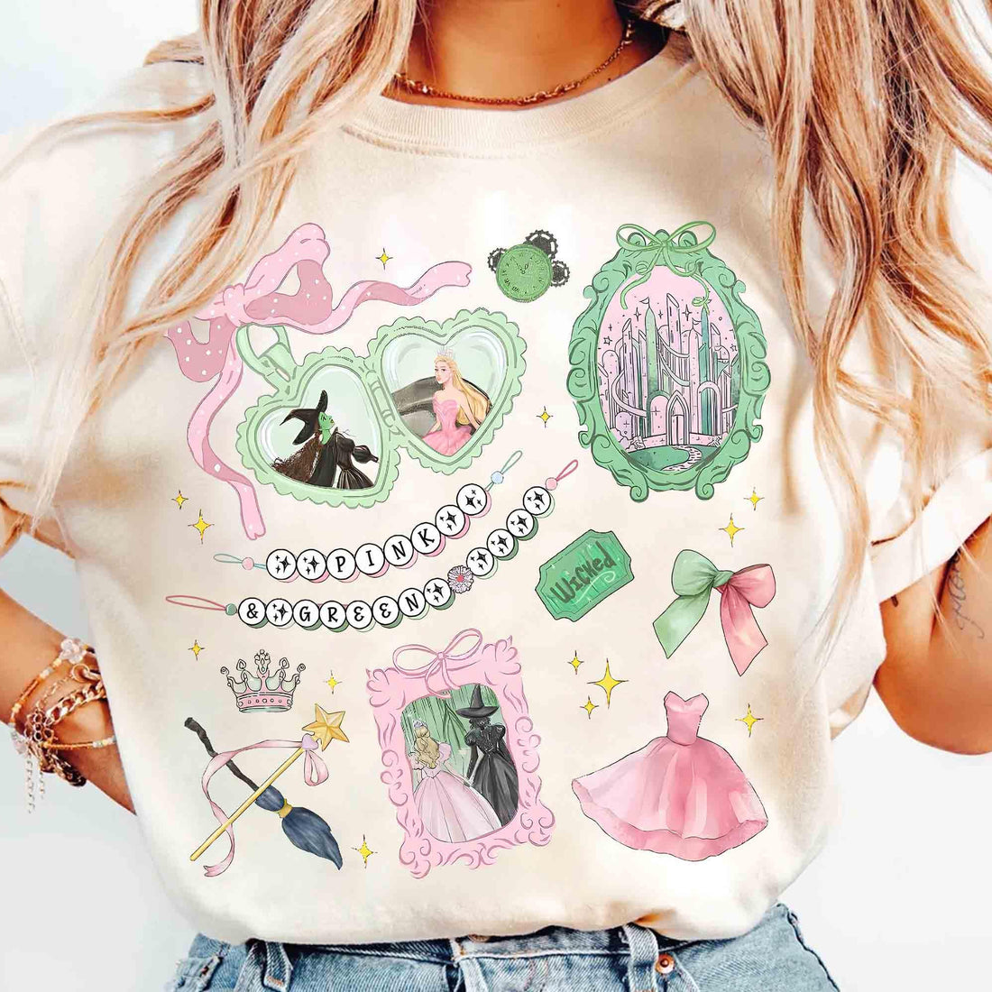 Coquette Bow Wicked Inspired Shirt – Pink and Green Tee – Changed for Good Shirt – Birthday Girl Gift