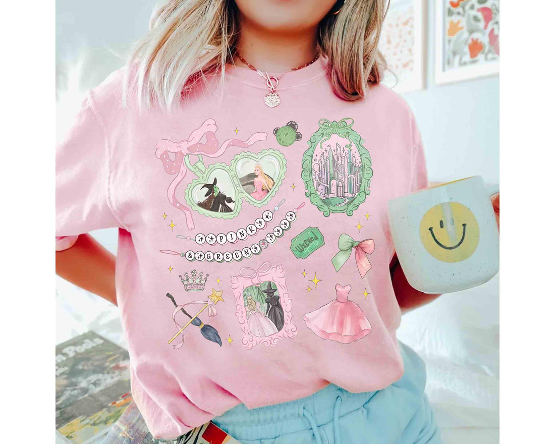 Coquette Bow Wicked Inspired Shirt – Pink and Green Tee – Changed for Good Shirt – Birthday Girl Gift