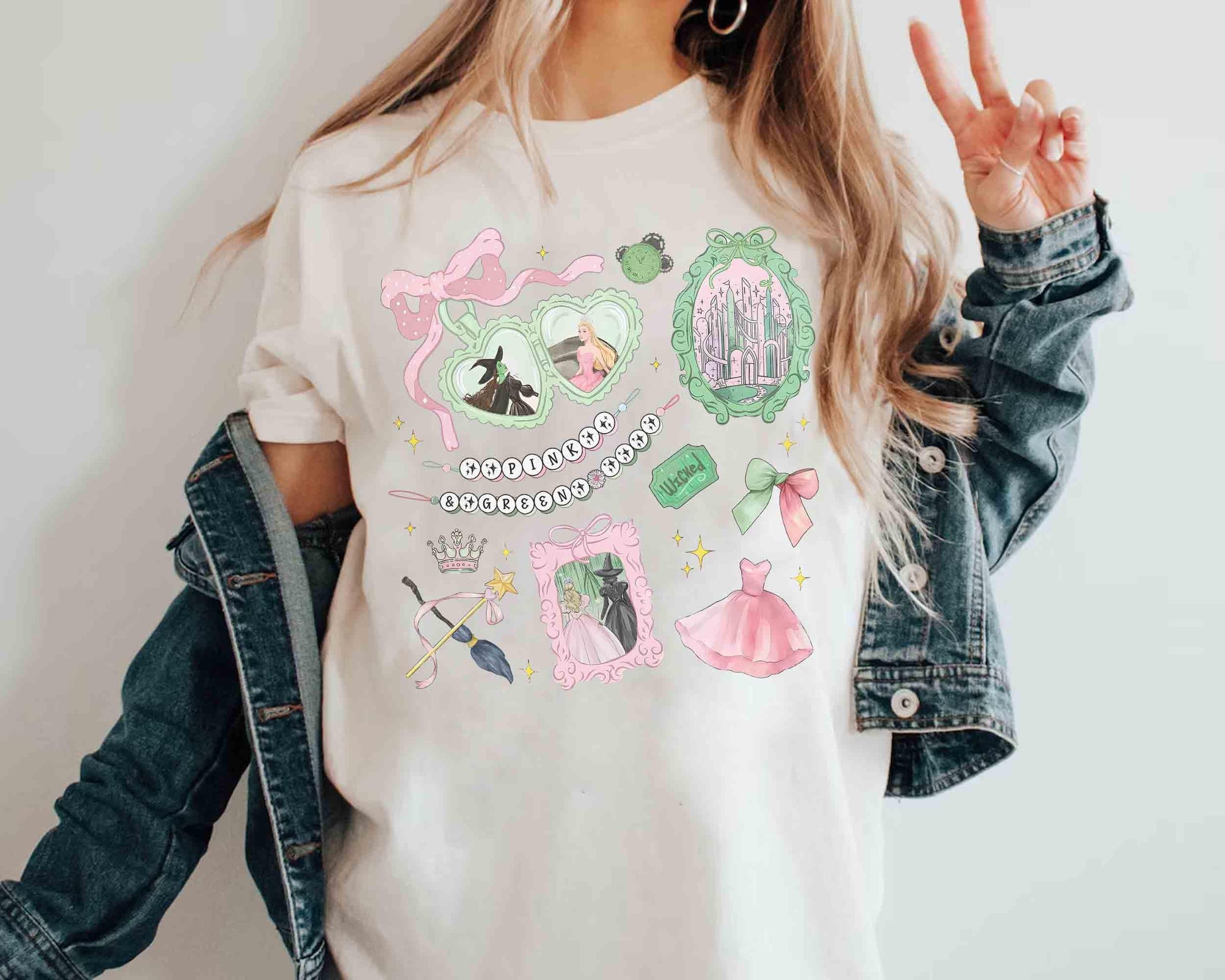 Coquette Bow Wicked Inspired Shirt – Pink and Green Tee – Changed for Good Shirt – Birthday Girl Gift