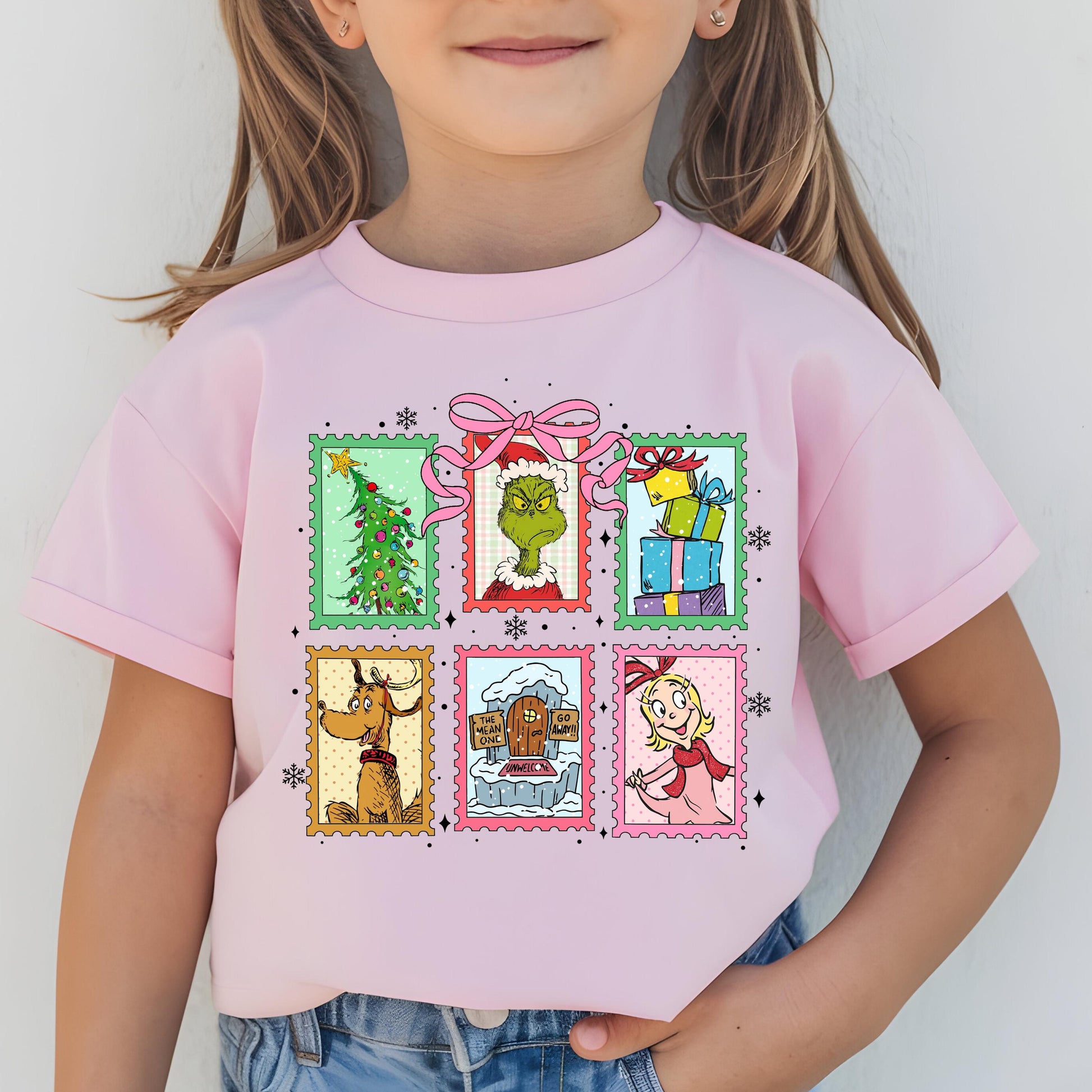 Coquette Grinch Christmas Stamp Sweatshirt – Cute Grinchmas Movie Pullover