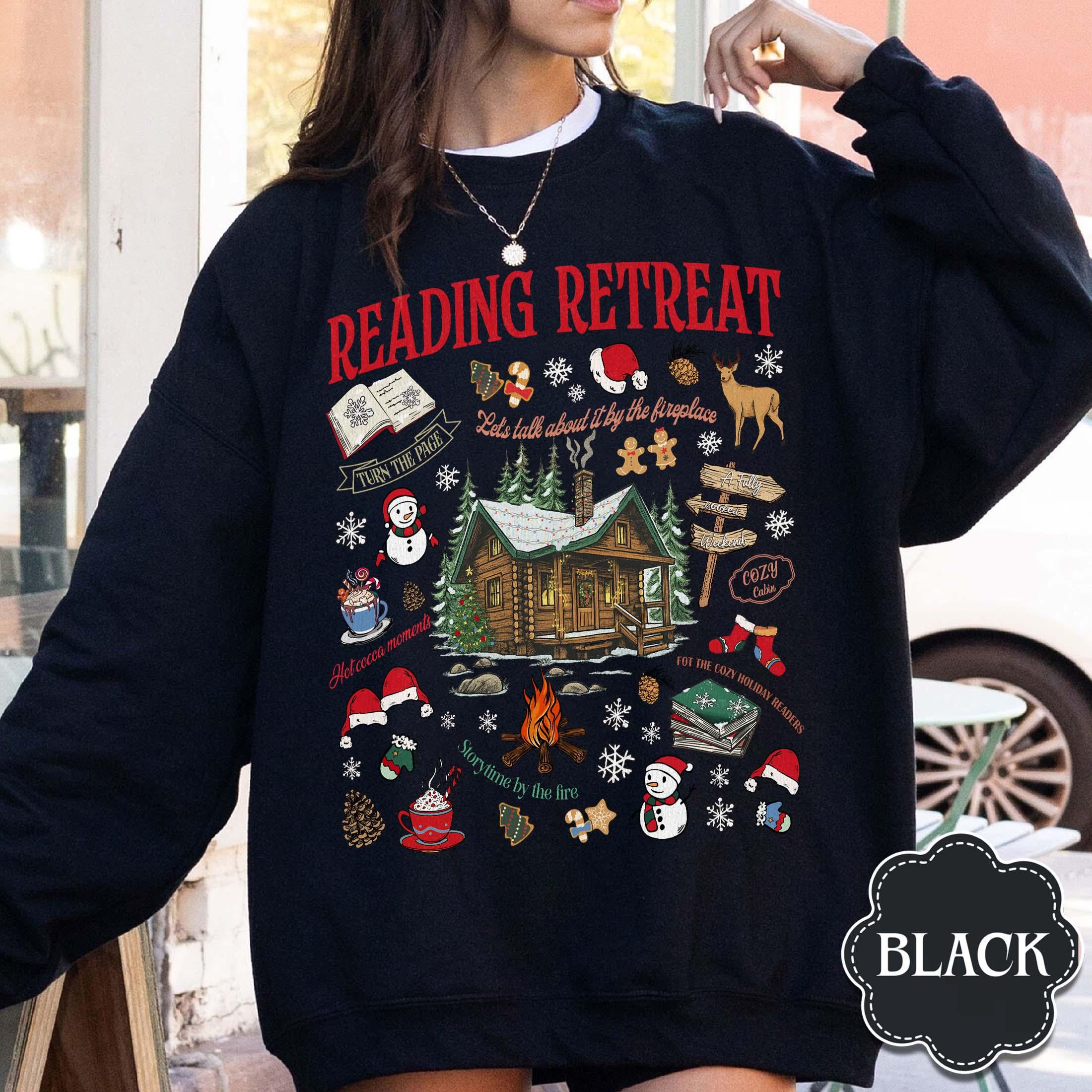 Cozy Reading Retreat Sweatshirt – Winter Bookish Christmas Reader Shirt