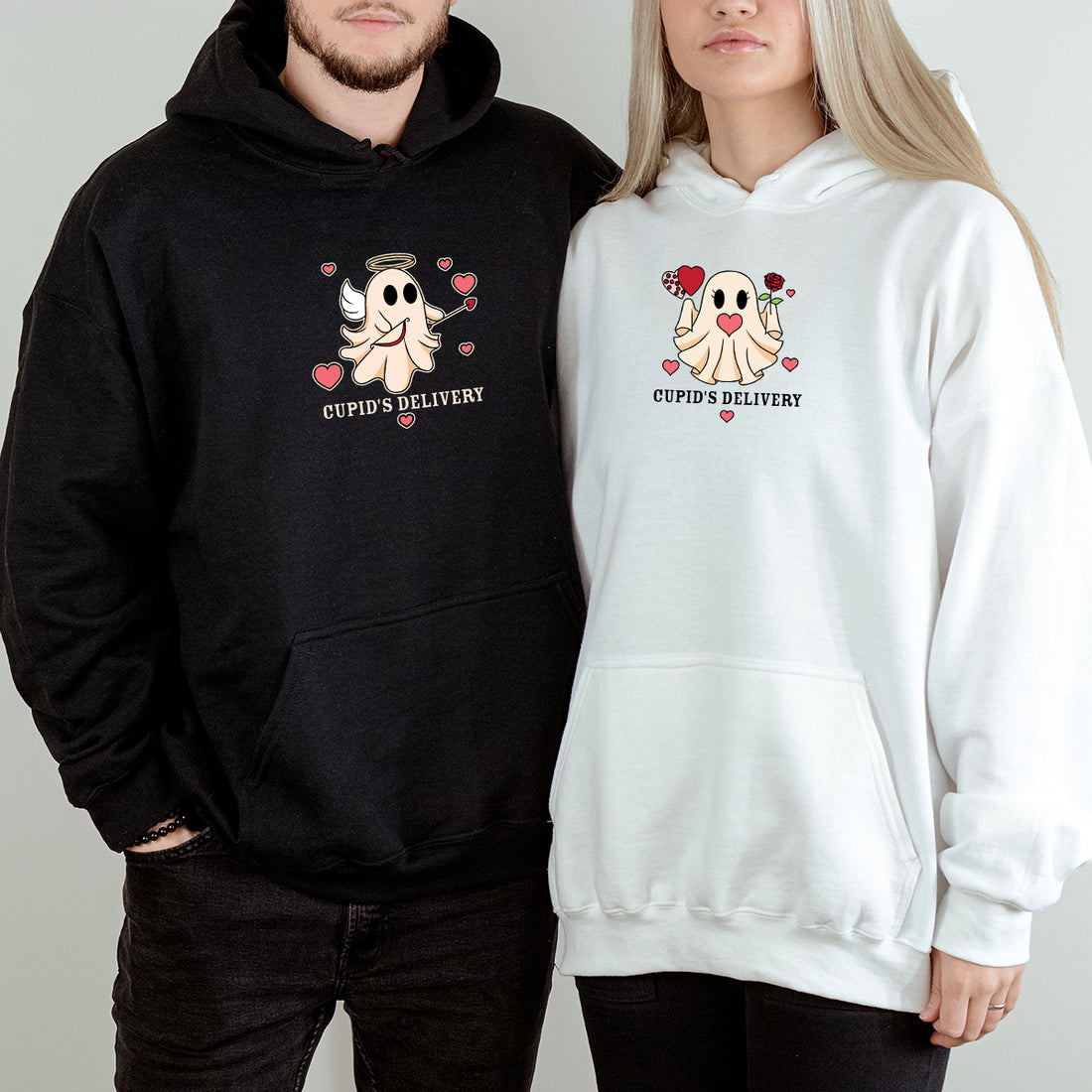 Cupid & Gift Ghost Matching Hoodies For Couples