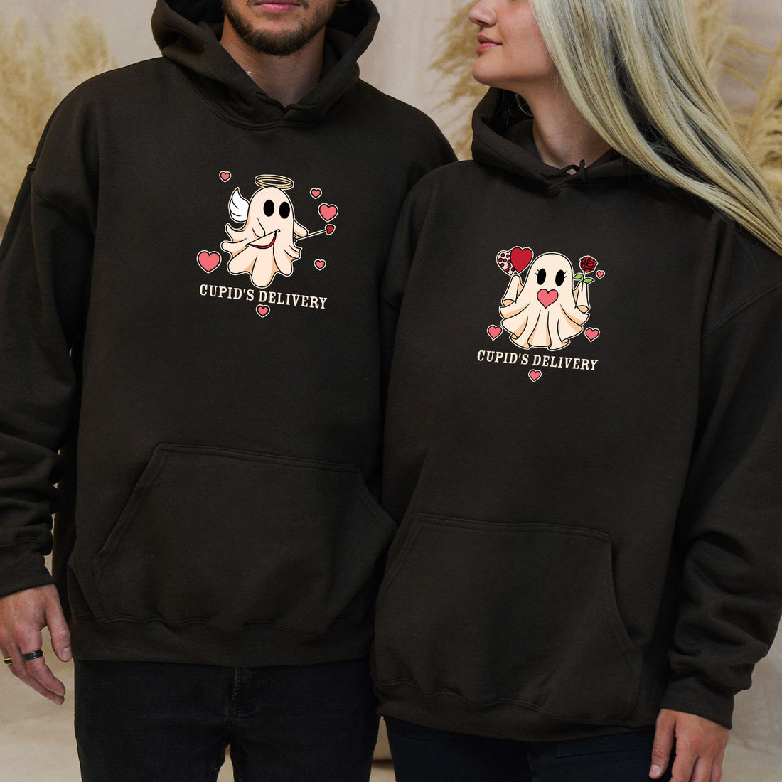Cupid & Gift Ghost Matching Hoodies For Couples