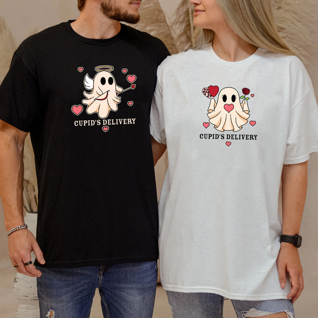 Cupid & Gift Ghost Matching T-Shirts For Couples
