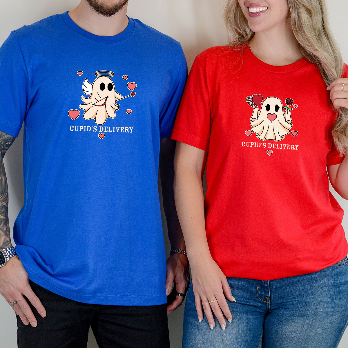 Cupid & Gift Ghost Matching T-Shirts For Couples