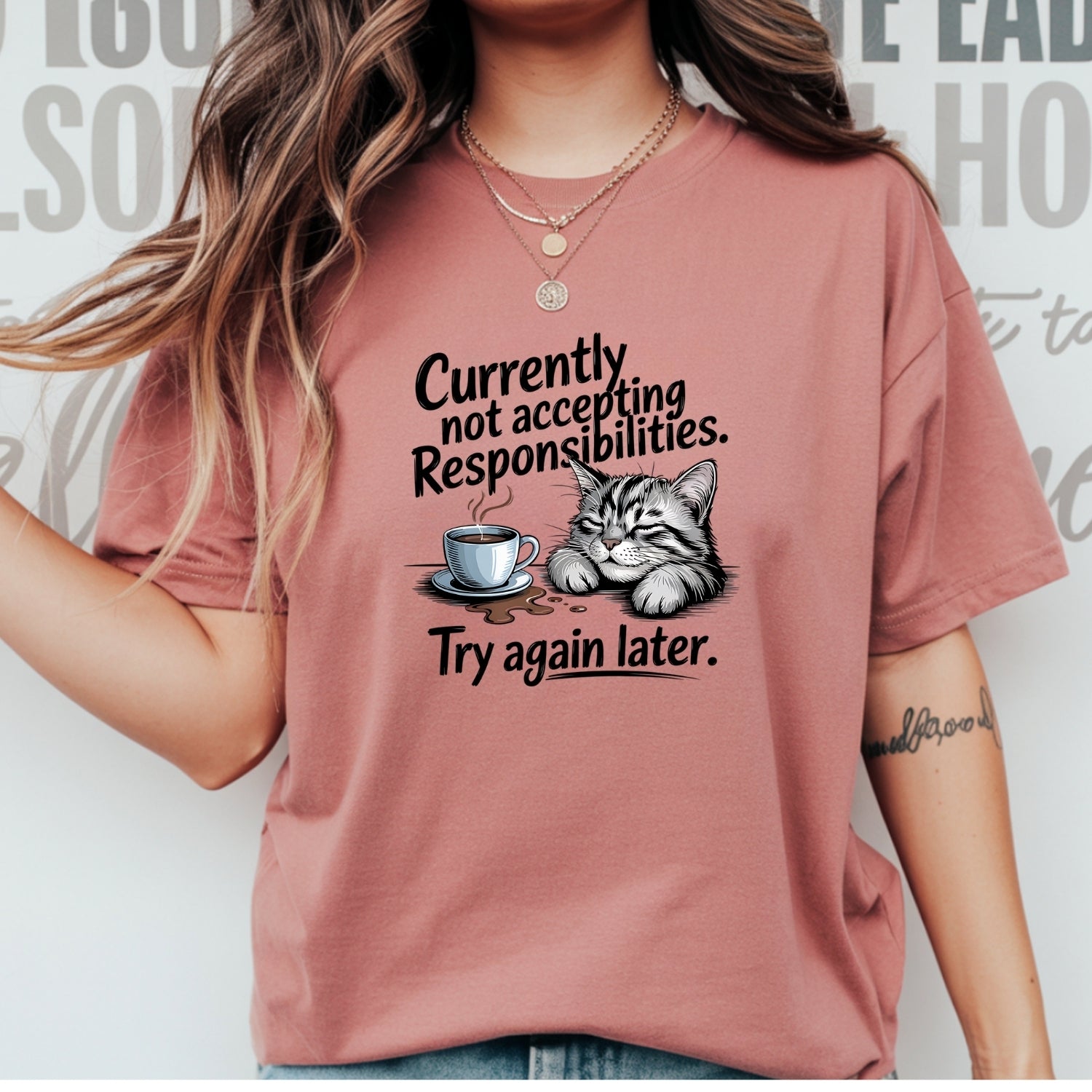 Currently Not Accepting Responsibilities T-Shirt - Funny Cat Sarcastic Graphic Tee