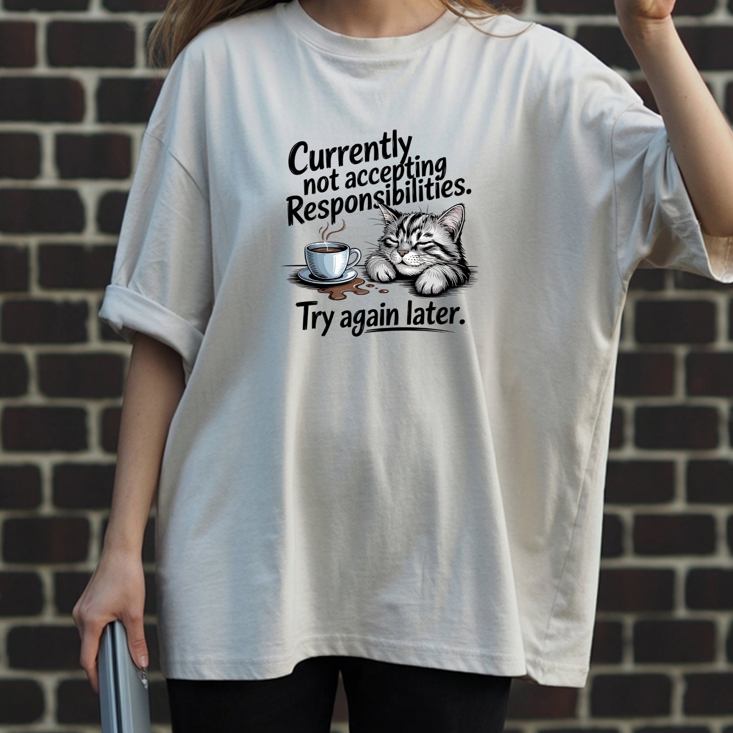 Currently Not Accepting Responsibilities T-Shirt - Funny Cat Sarcastic Graphic Tee