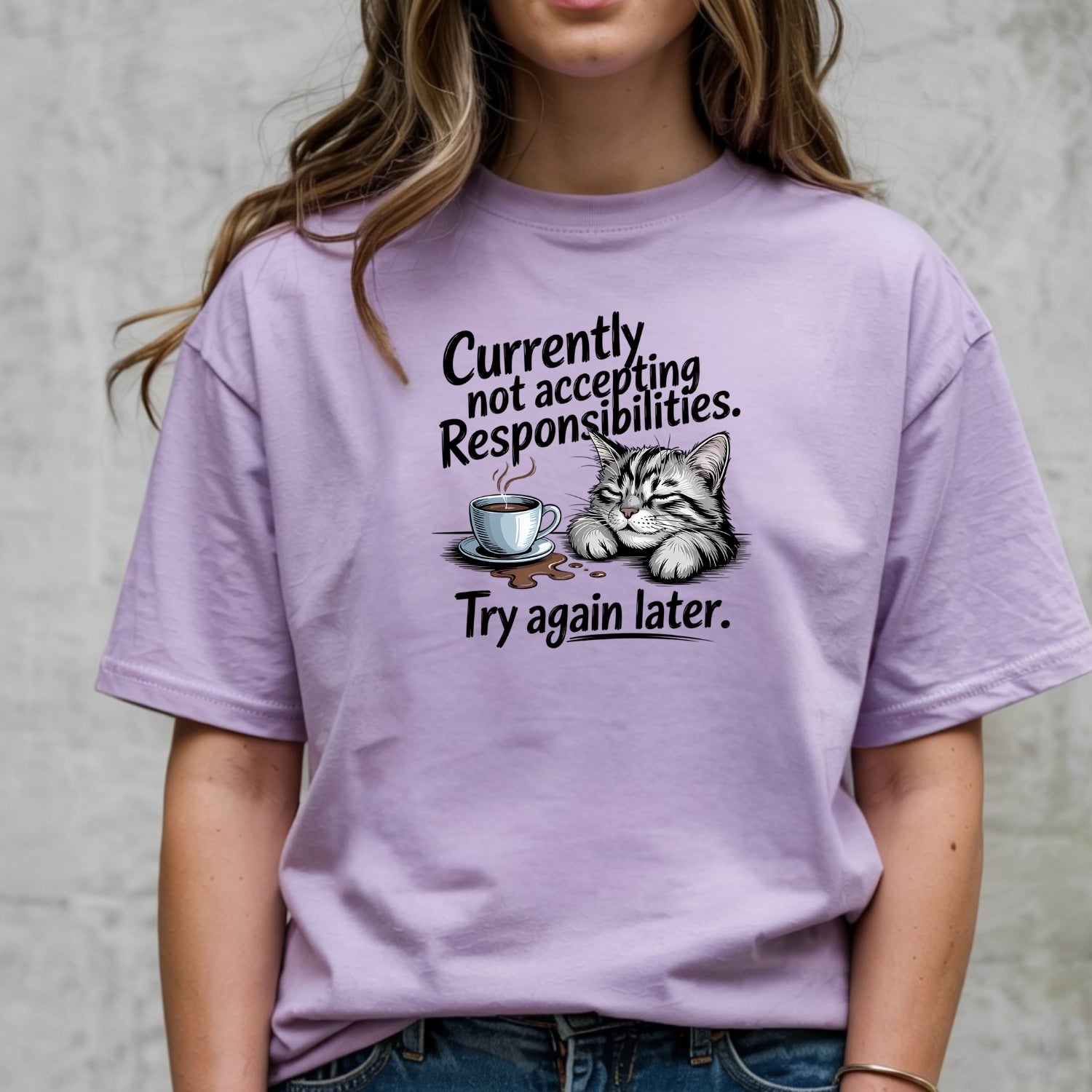 Currently Not Accepting Responsibilities T-Shirt - Funny Cat Sarcastic Graphic Tee