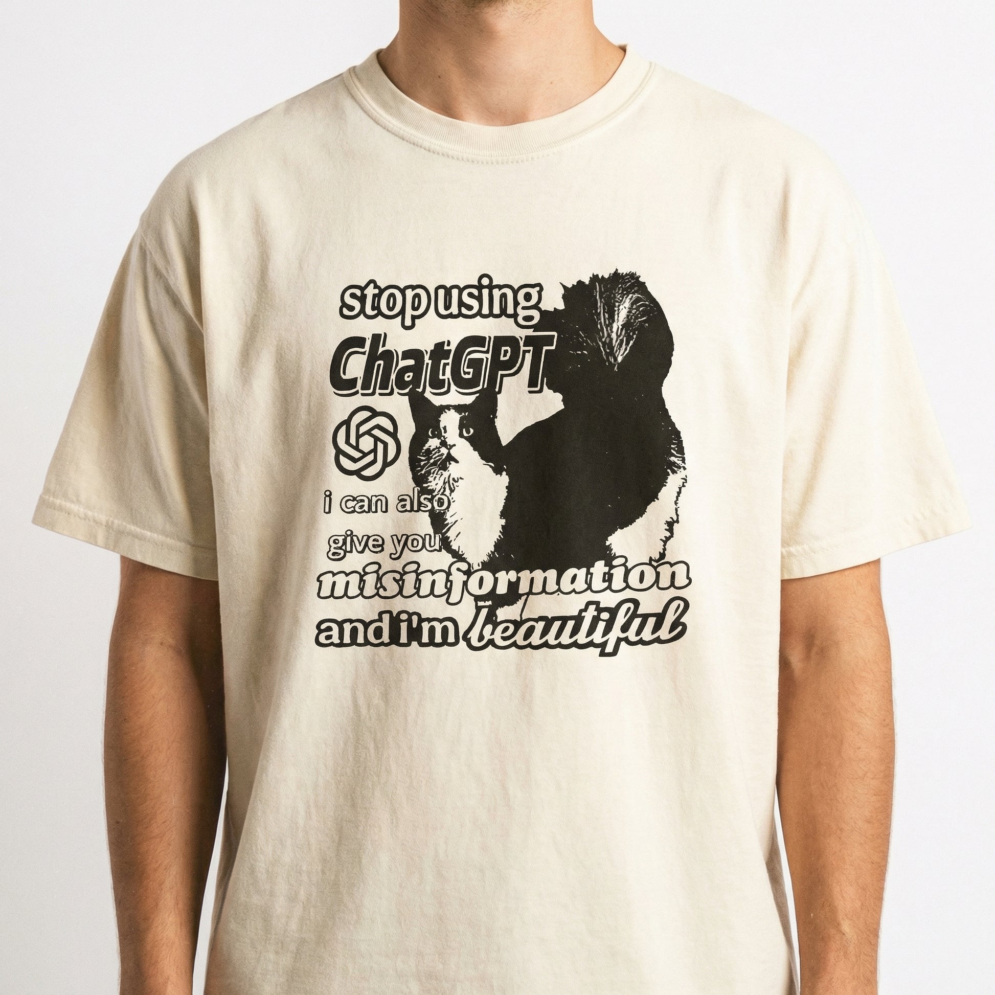 Cursed Cat Meme Graphic T-Shirt – Y2K Funny 90s Streetwear Tee – Oddly Specific Humor