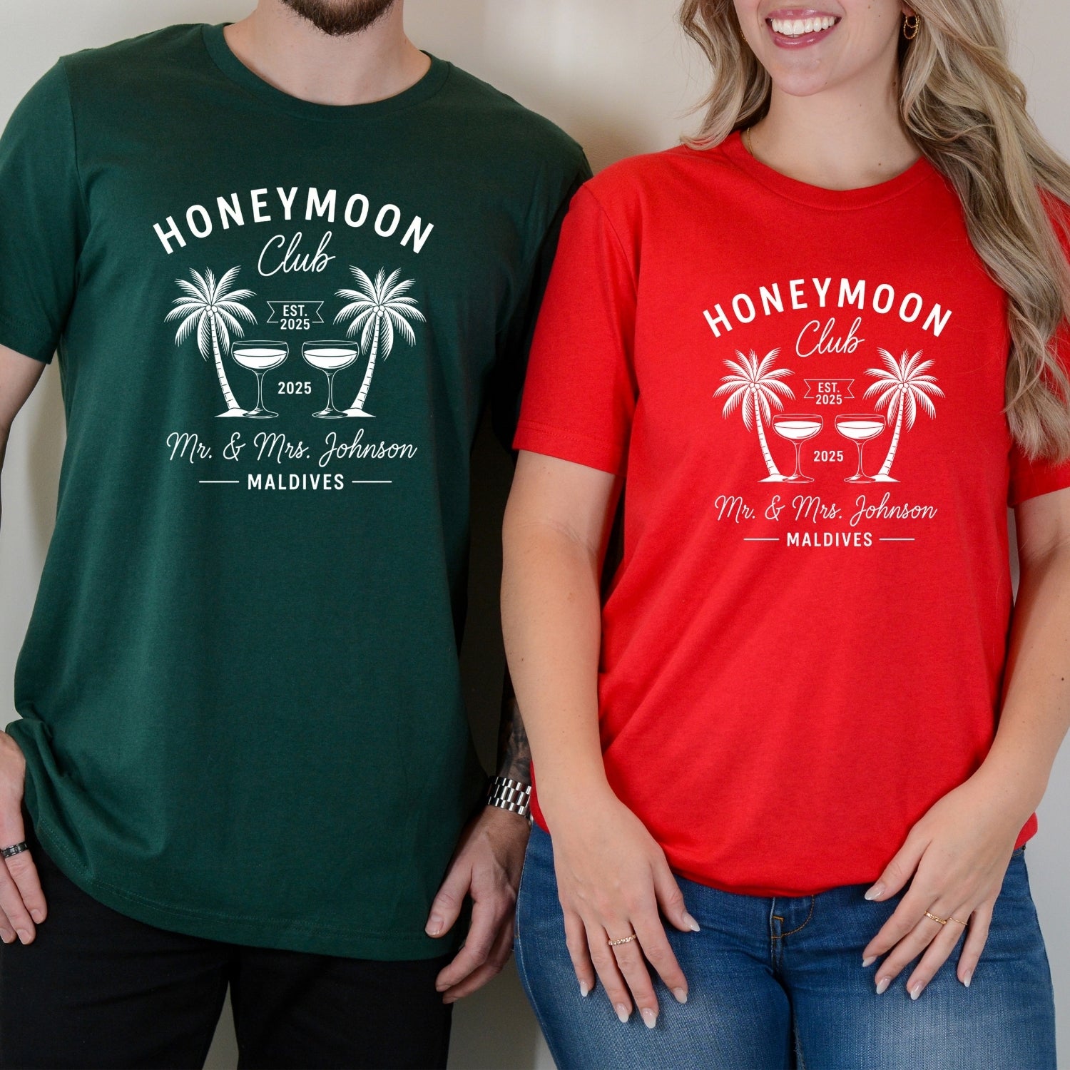 Custom Couples Honeymoon Vacation Mr and Mrs Matching T-Shirts For Couples