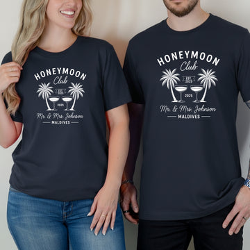 Custom Couples Honeymoon Vacation Mr and Mrs Matching T-Shirts For Couples