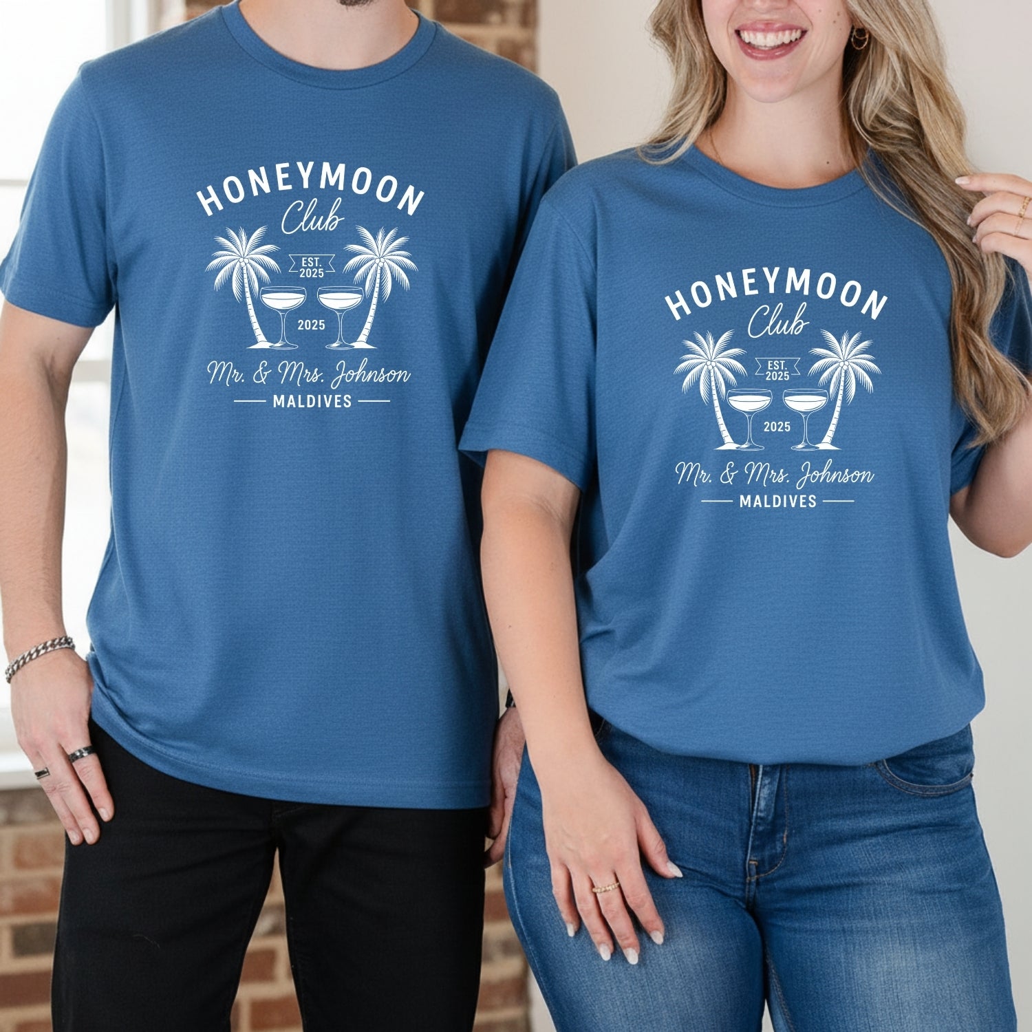 Custom Couples Honeymoon Vacation Mr and Mrs Matching T-Shirts For Couples