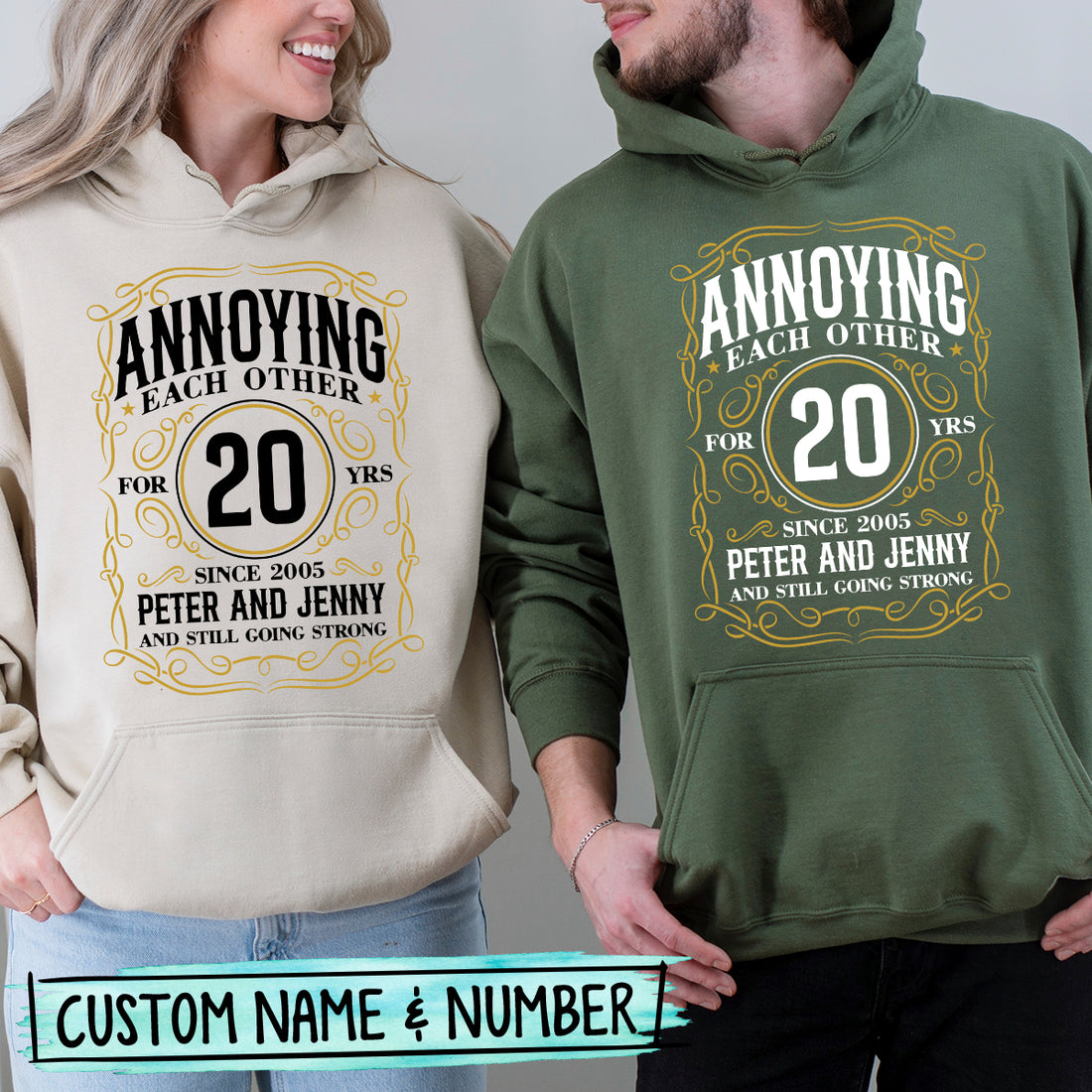 Custom Anniversary Annoying Each Other with Name Matching Hoodies For Couples