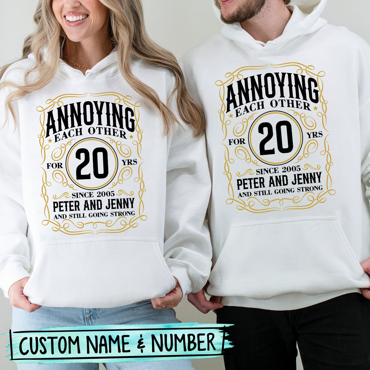Custom Anniversary Annoying Each Other with Name Matching Hoodies For Couples