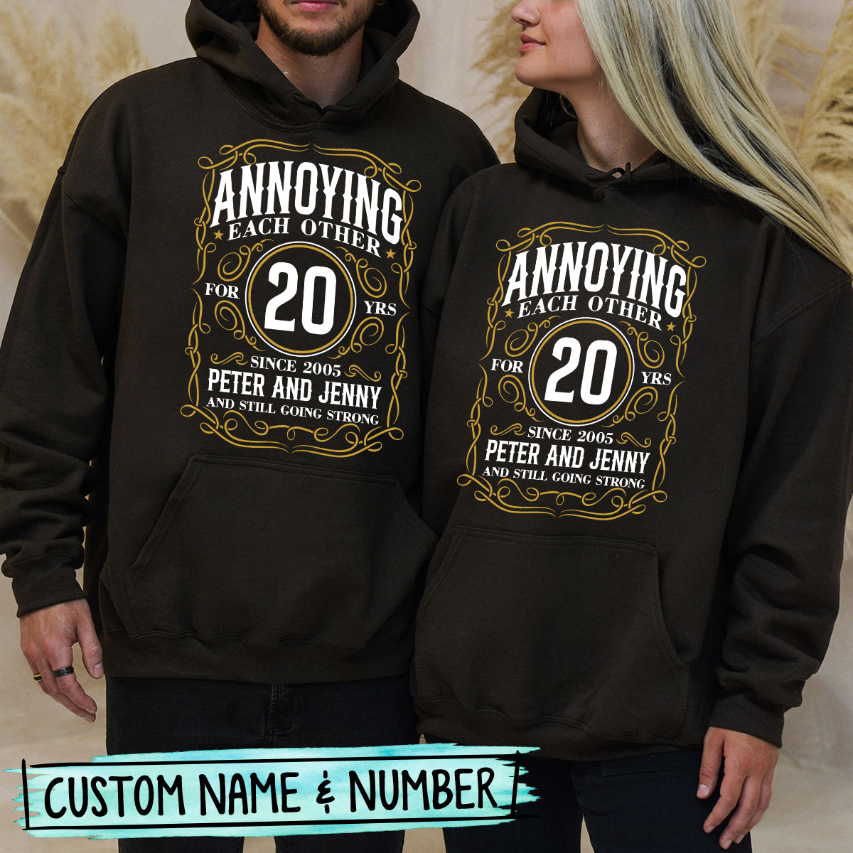 Custom Anniversary Annoying Each Other with Name Matching Hoodies For Couples