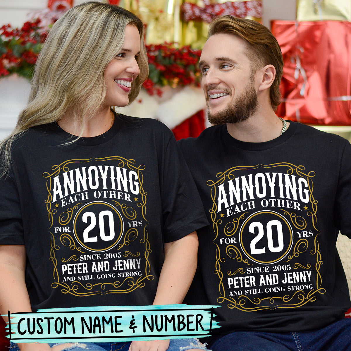 Custom Anniversary Annoying Each Other with Name Matching T-Shirts For Couples