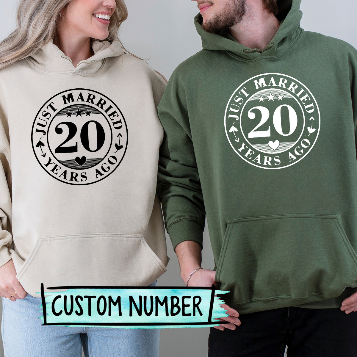 Custom Anniversary Just Married Matching Hoodies For Couples