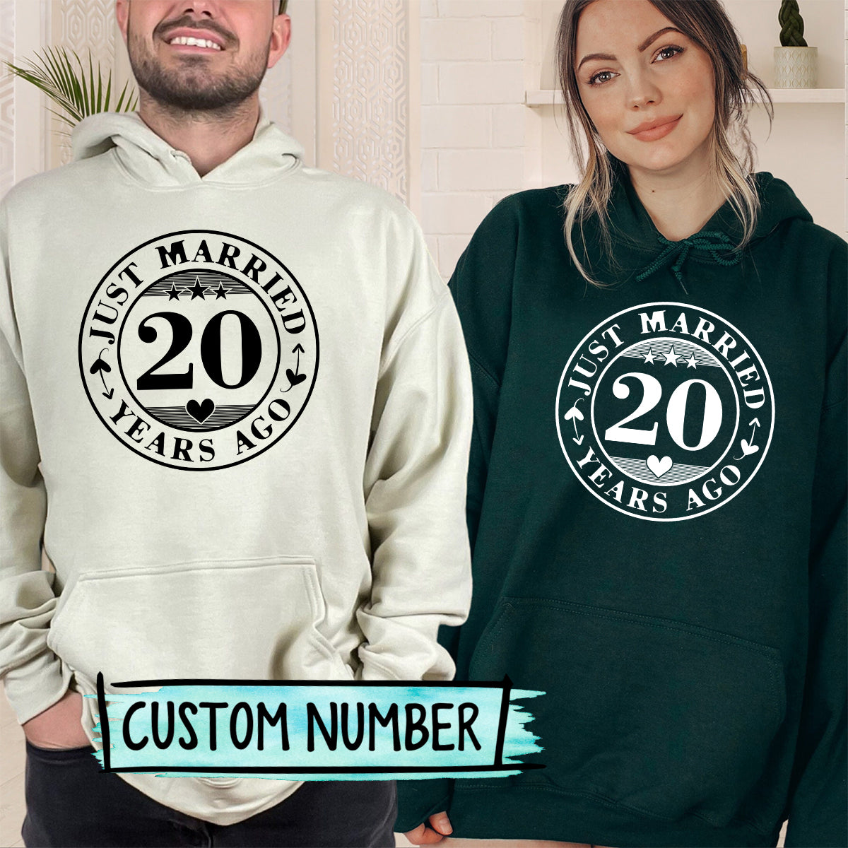 Custom Anniversary Just Married Matching Hoodies For Couples