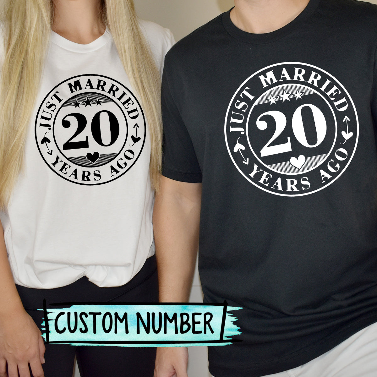 Custom Anniversary Just Married Matching T-Shirts For Couples