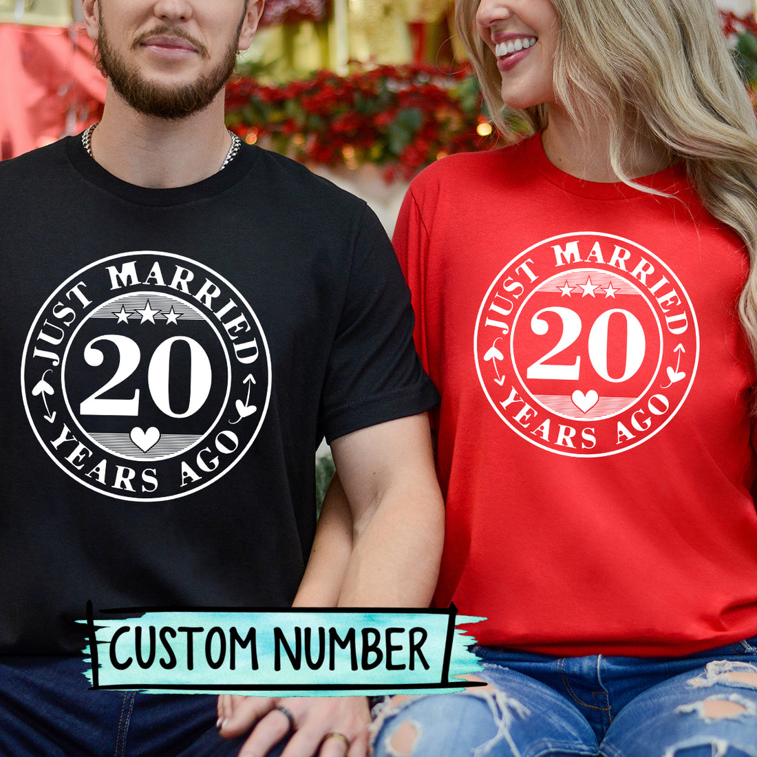 Custom Anniversary Just Married Matching T-Shirts For Couples