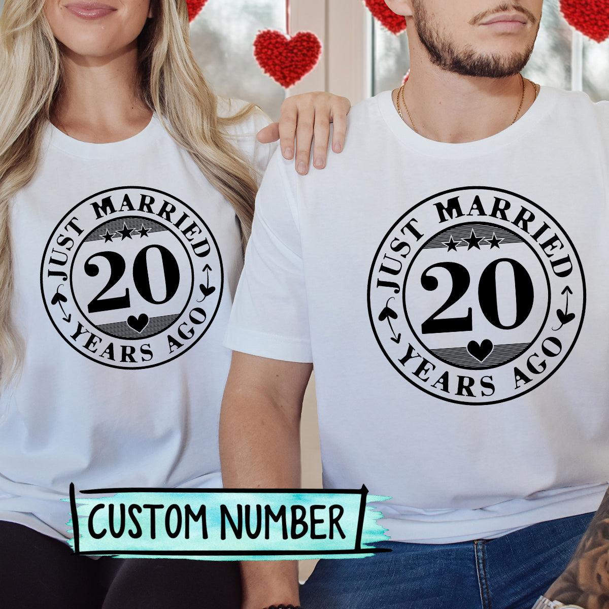 Custom Anniversary Just Married Matching T-Shirts For Couples