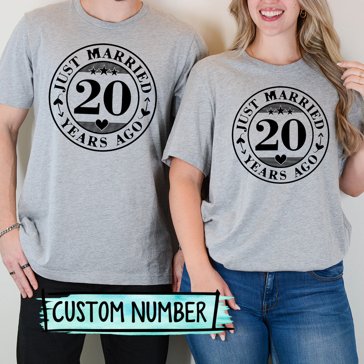 Custom Anniversary Just Married Matching T-Shirts For Couples