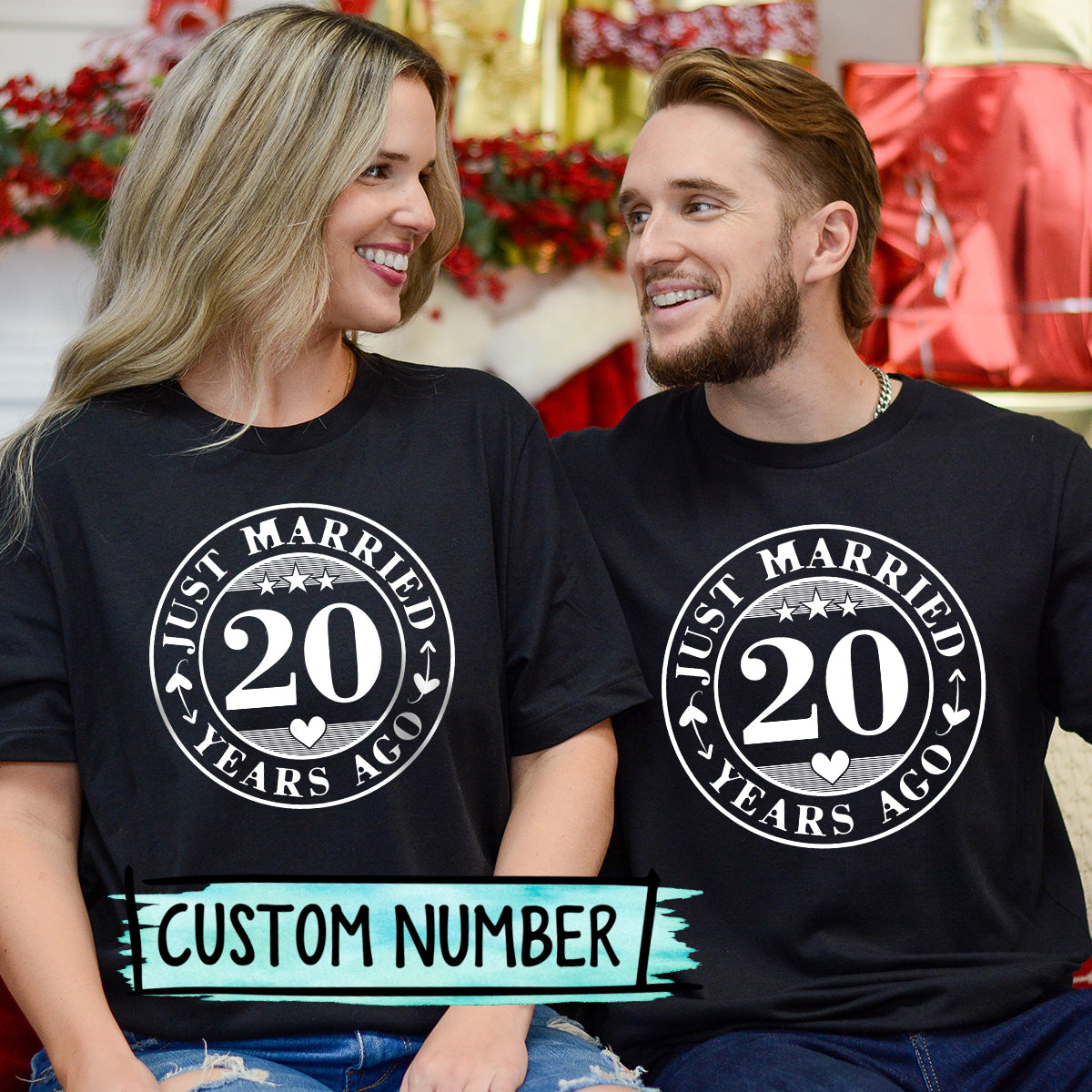 Custom Anniversary Just Married Matching T-Shirts For Couples