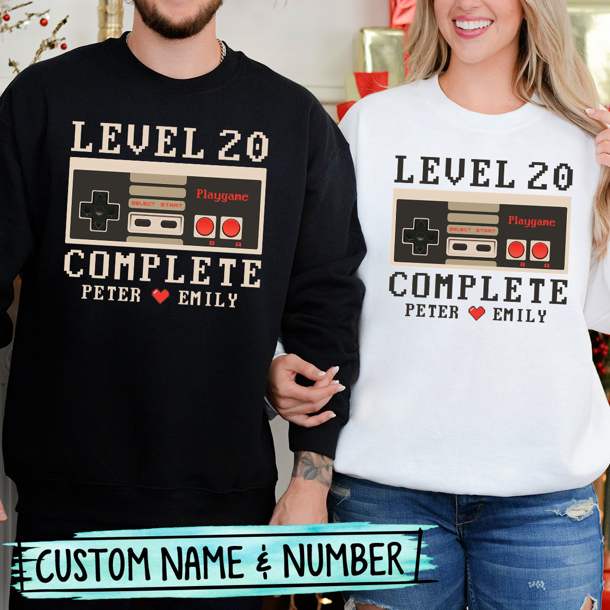Custom Anniversary Level Complete with Name Matching Hoodies For Couples