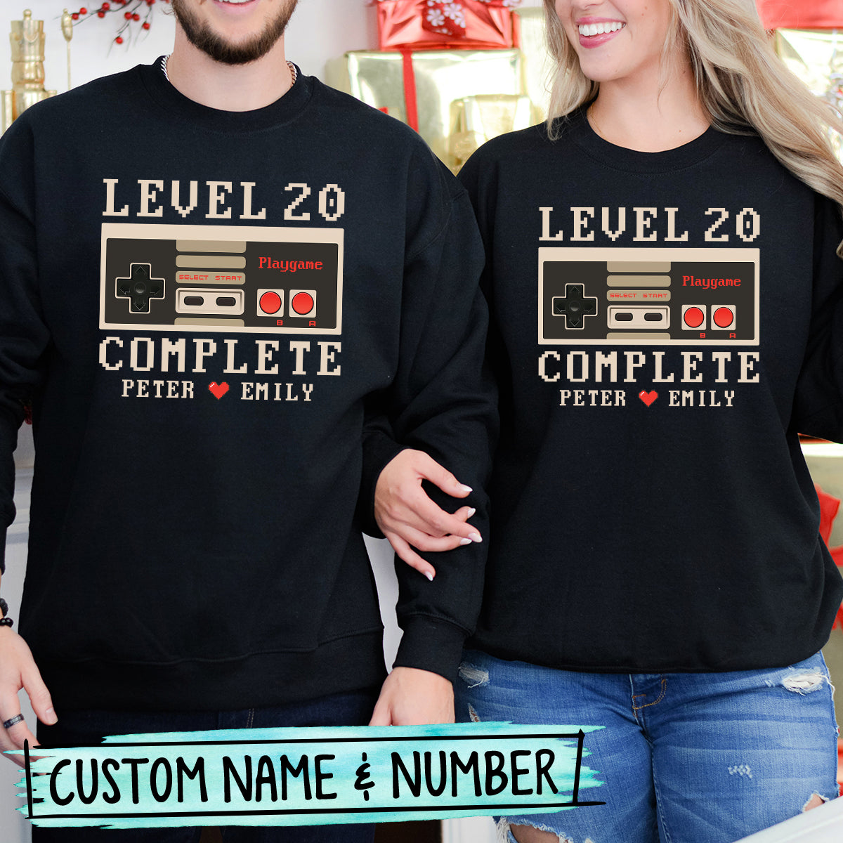 Custom Anniversary Level Complete with Name Matching Hoodies For Couples