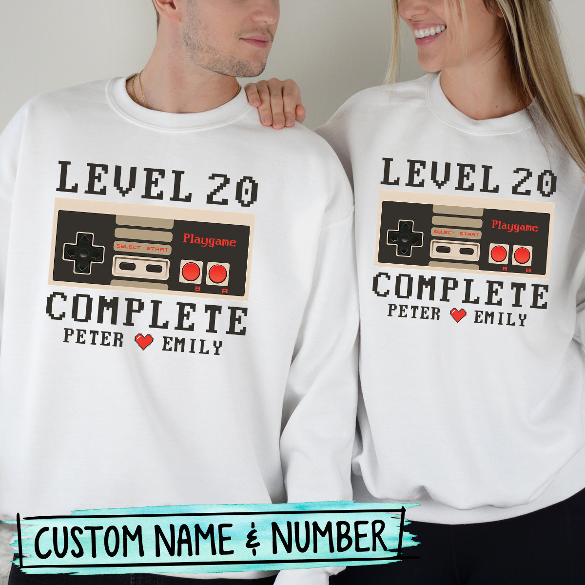 Custom Anniversary Level Complete with Name Matching Hoodies For Couples
