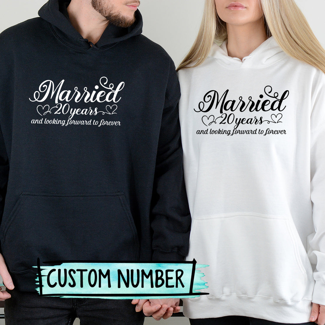 Custom Anniversary Married and Looking Forward Forever Matching Hoodies For Couples