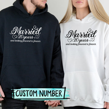 Custom Anniversary Married and Looking Forward Forever Matching Hoodies For Couples