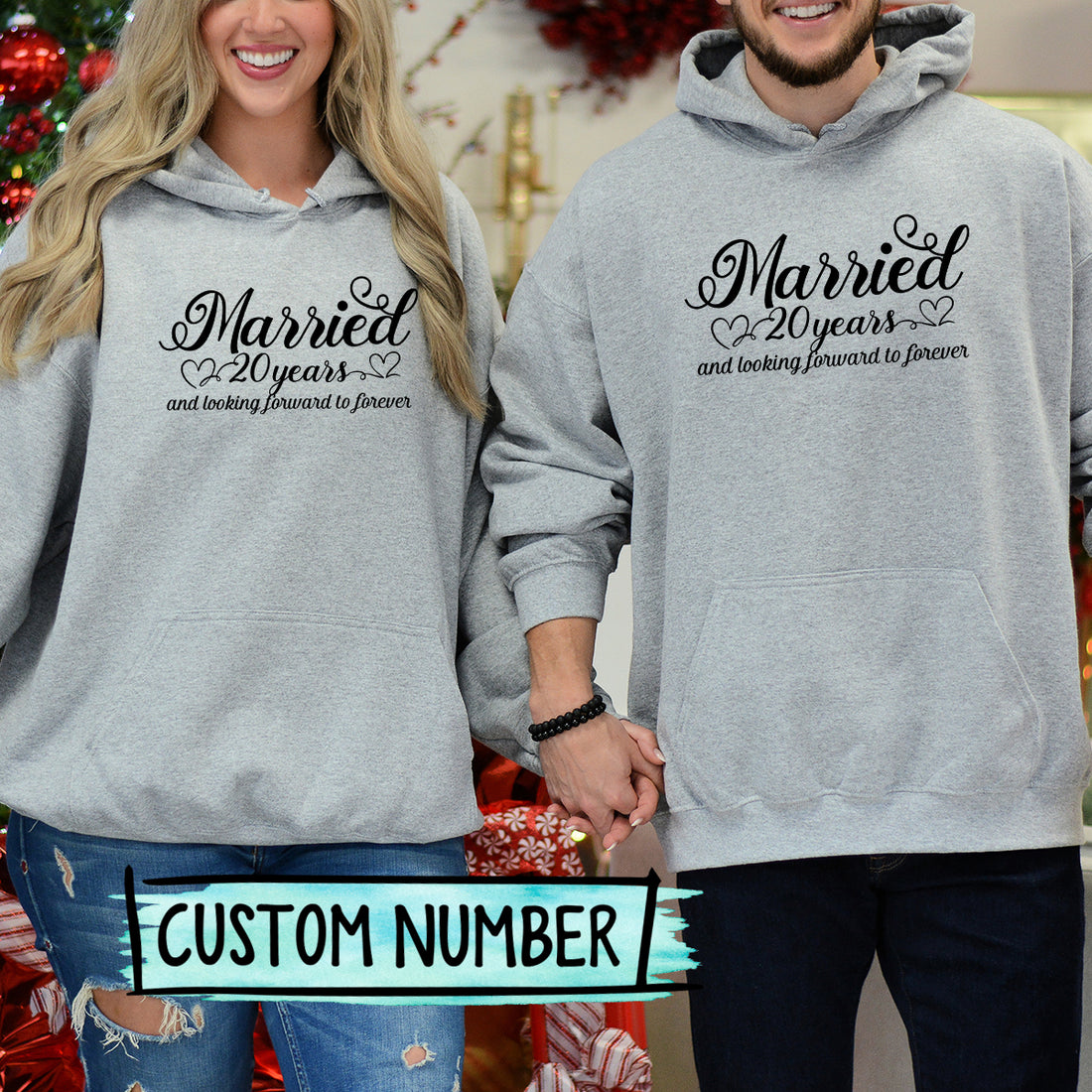Custom Anniversary Married and Looking Forward Forever Matching Hoodies For Couples