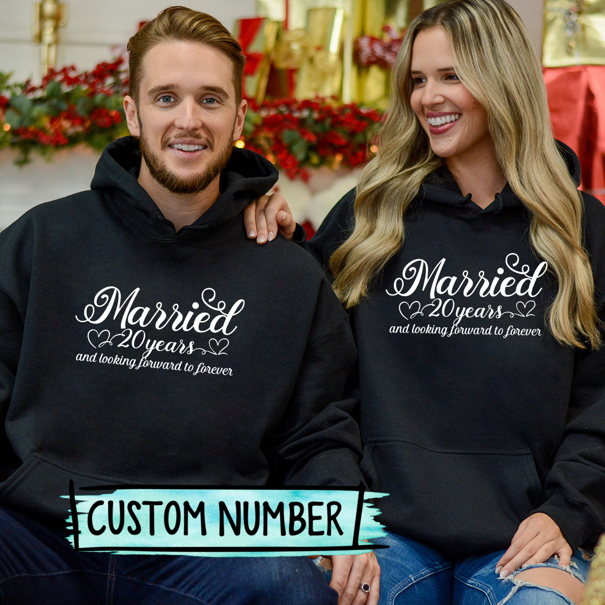 Custom Anniversary Married and Looking Forward Forever Matching Hoodies For Couples