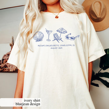 Custom Beach Bachelorette Graphic T-Shirt - Coastal Bride Trip Tee