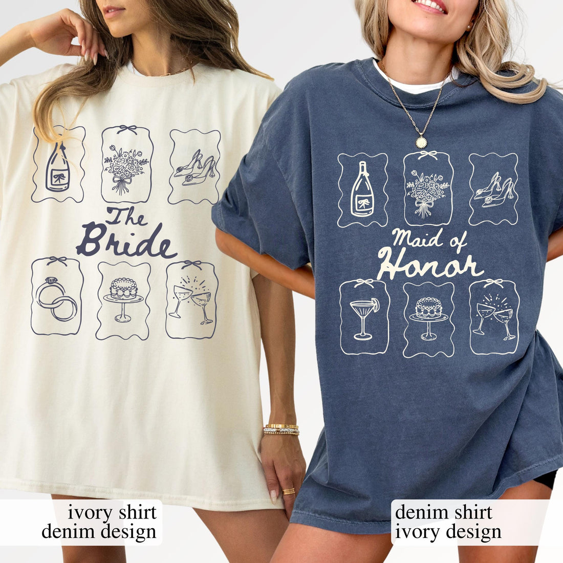 Custom Bridal Party Graphic T-Shirts - Personalized Bridesmaid Getting Ready Tee