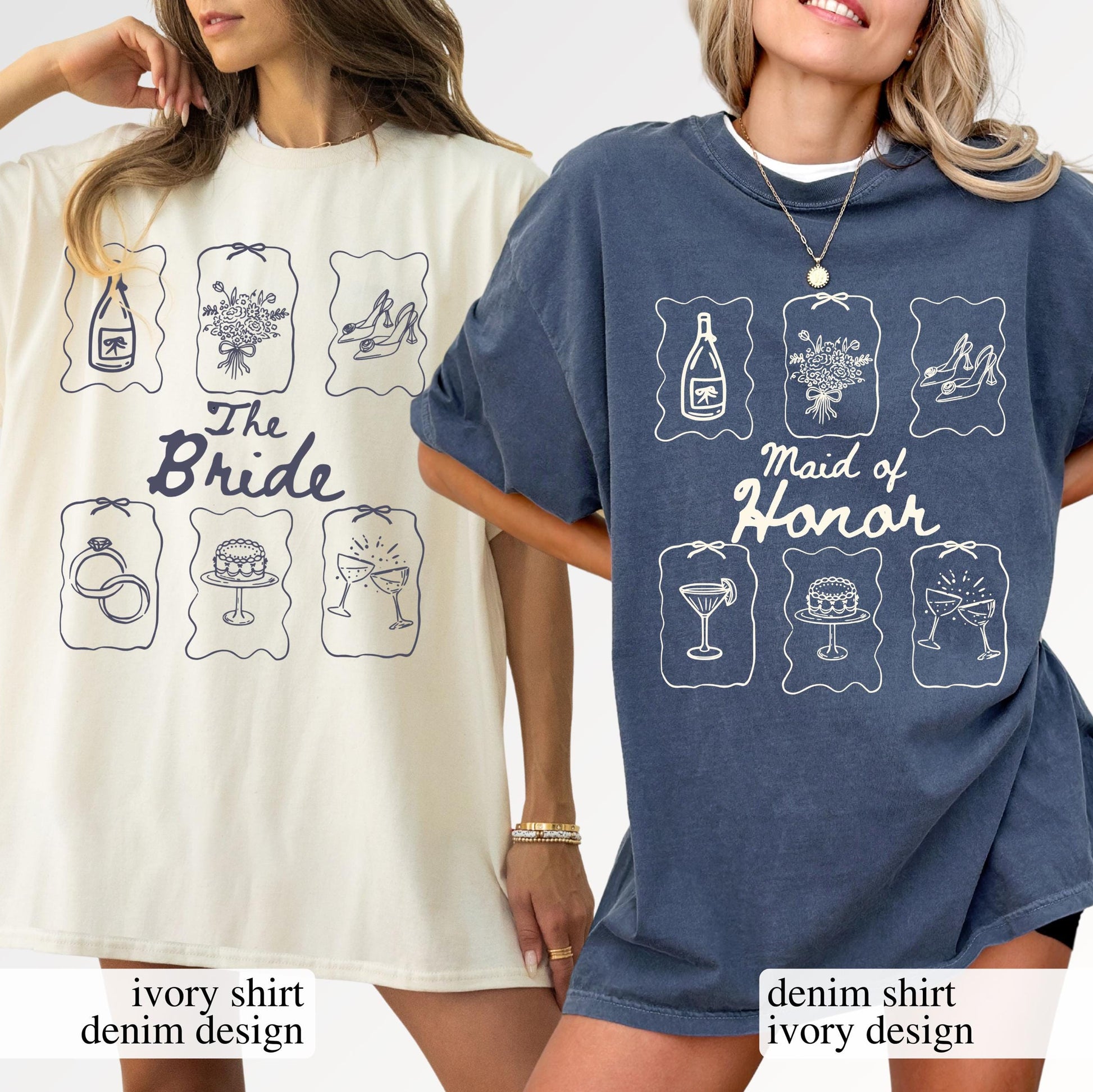 Custom Bridal Party Graphic T-Shirts - Personalized Bridesmaid Getting Ready Tee