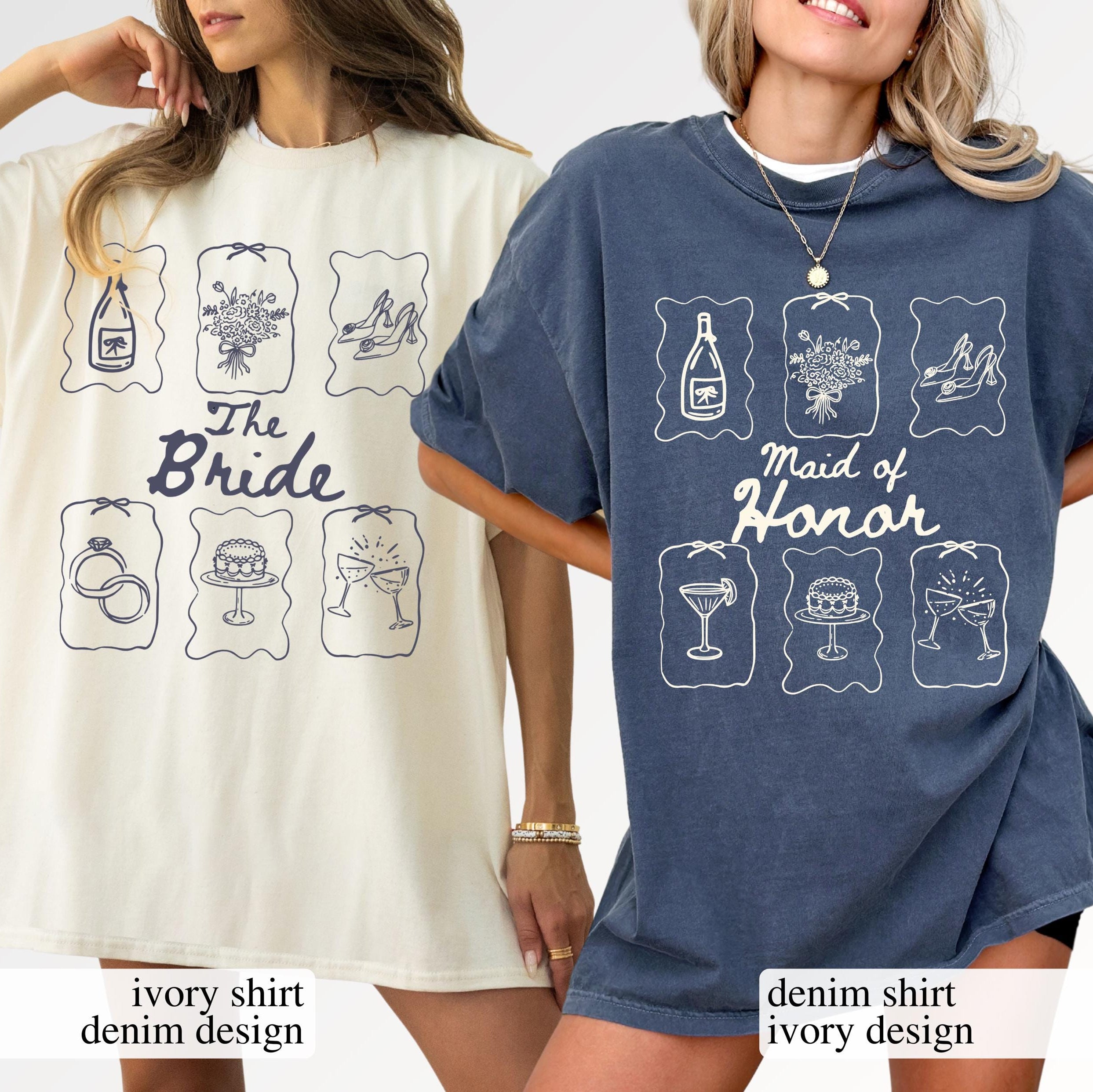 Custom Bridal Party Graphic T-Shirts - Personalized Bridesmaid Getting Ready Tee