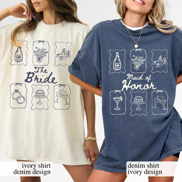 Custom Bridal Party Graphic T-Shirts - Personalized Bridesmaid Getting Ready Tee