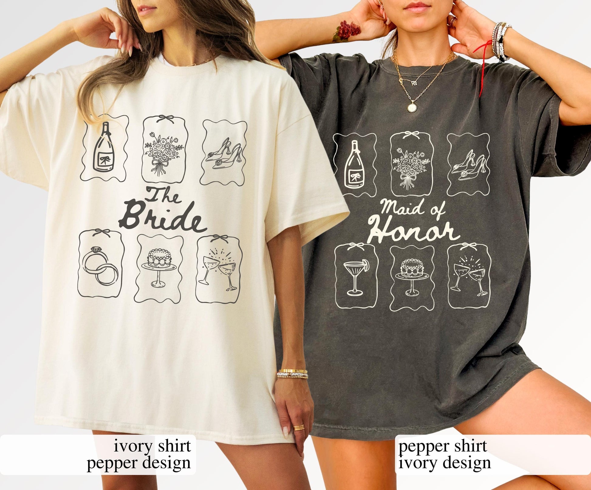 Custom Bridal Party Graphic T-Shirts - Personalized Bridesmaid Getting Ready Tee