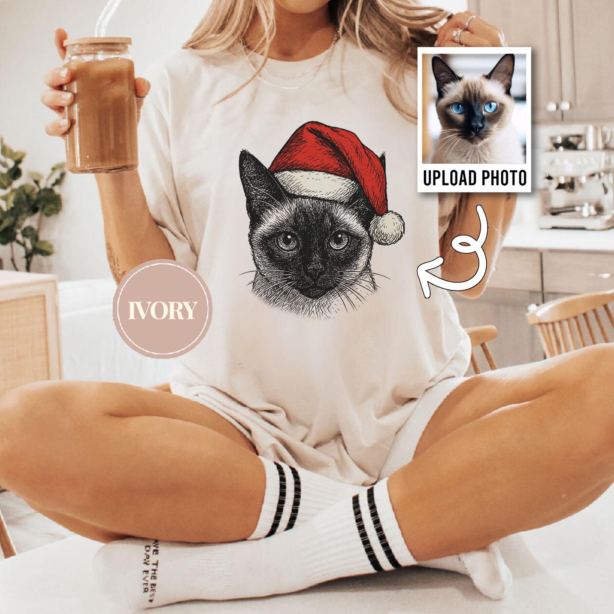 Custom Pet Face Christmas Shirt, Personalized Pet Photo Tee, Dog & Cat Lover Gift, Pet Memorial