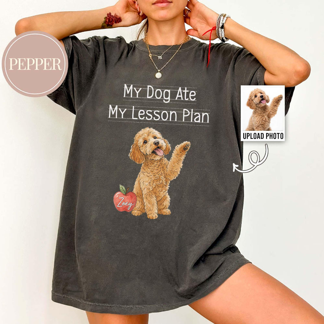 Custom Dog Teacher Shirt, Personalized Dog Photo Tee, Back to School Gift for Teachers & Dog Lovers