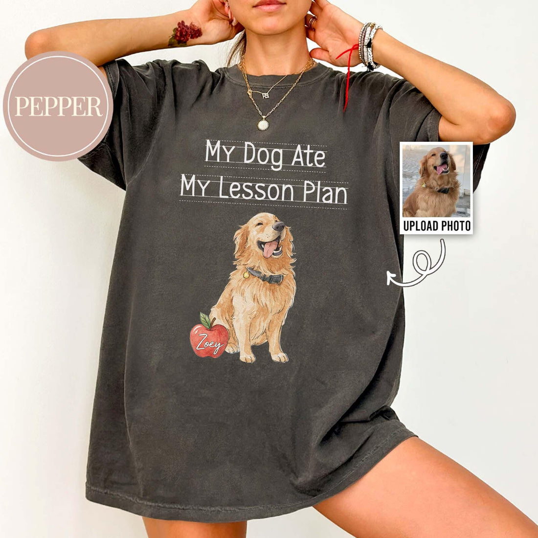 Custom Dog Teacher Shirt, Personalized Dog Photo Tee, Back to School Gift for Teachers & Dog Lovers