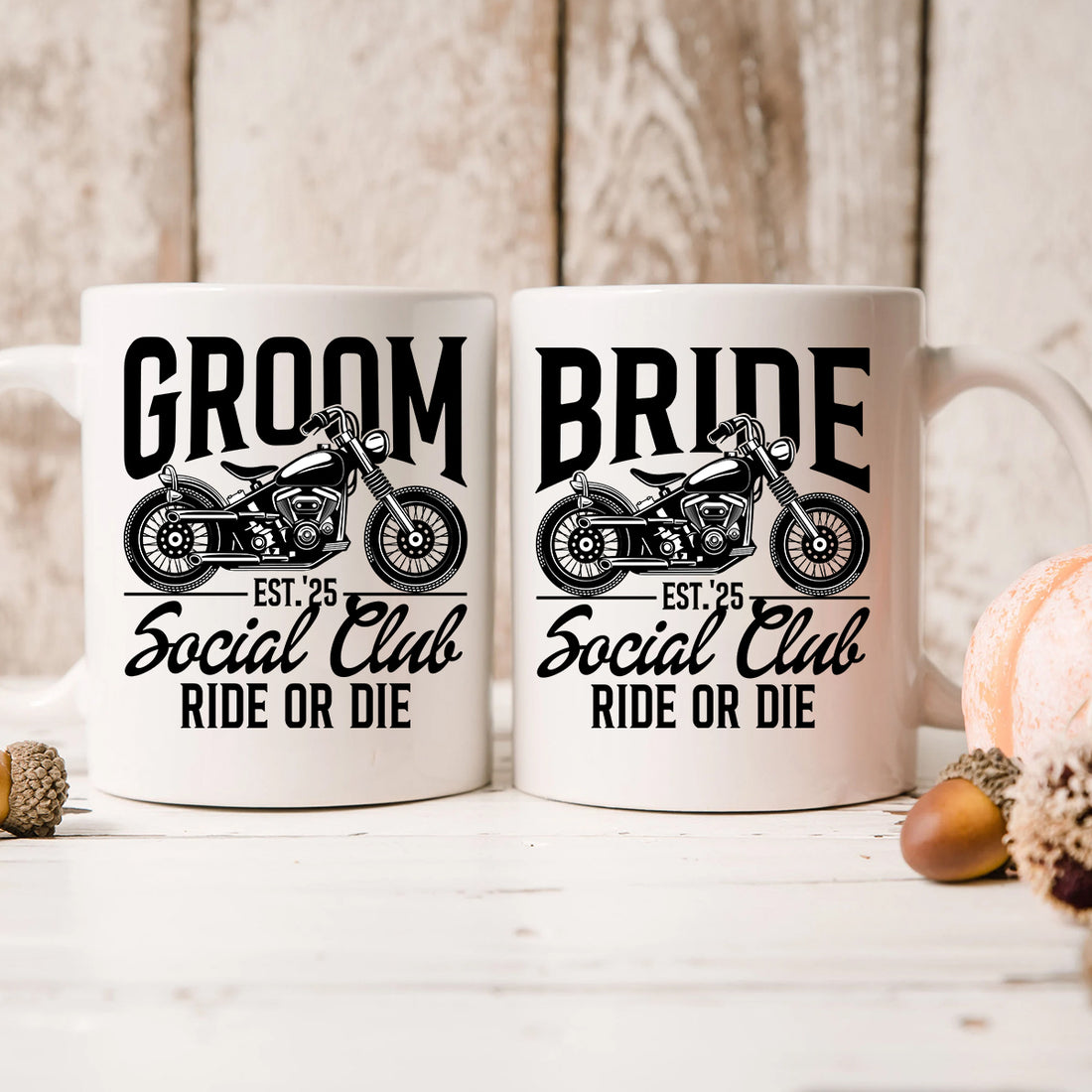 Custom Groom Bride Social Club Ride or Die Matching Mugs For Couples