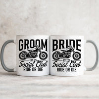 Custom Groom Bride Social Club Ride or Die Matching Mugs For Couples