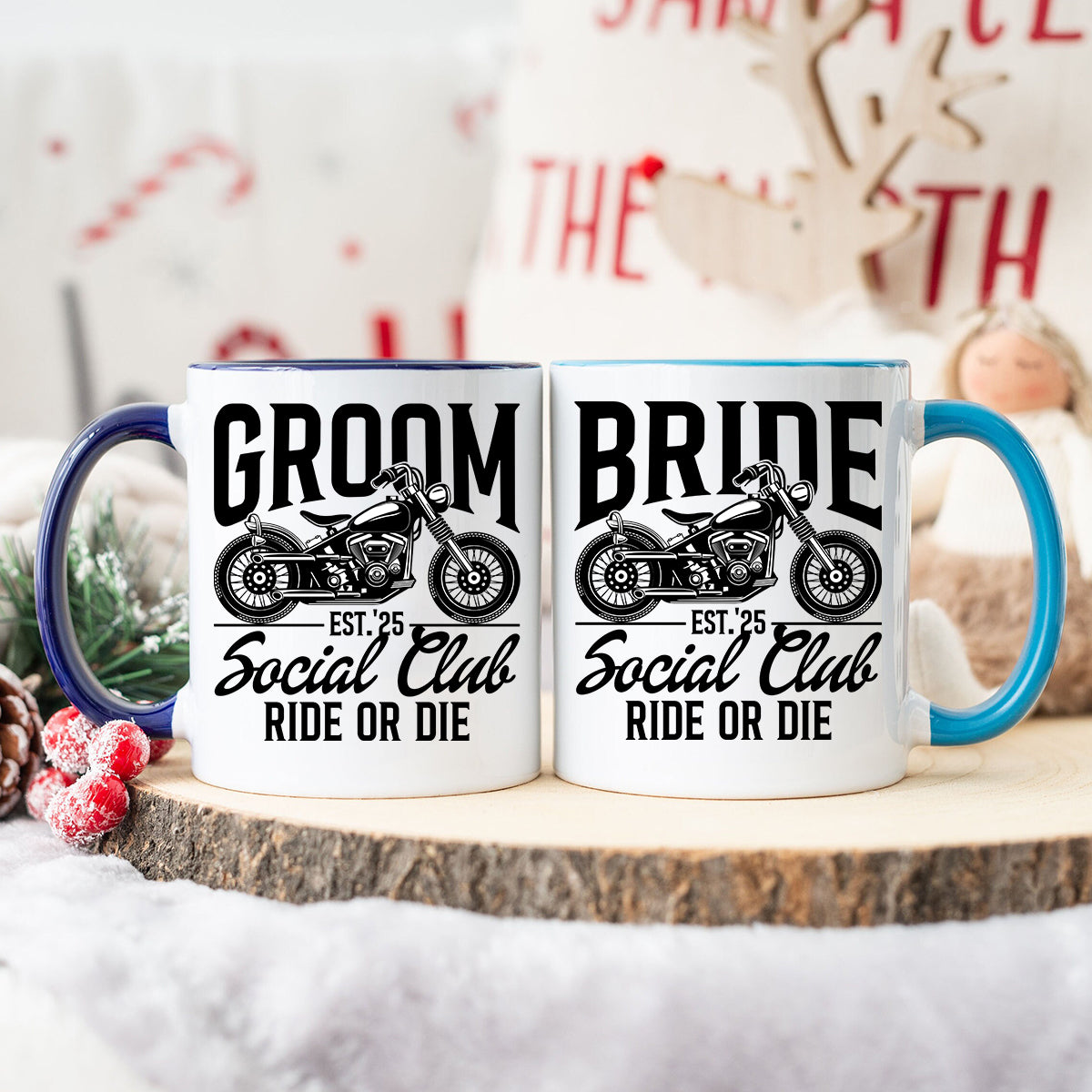 Custom Groom Bride Social Club Ride or Die Matching Mugs For Couples